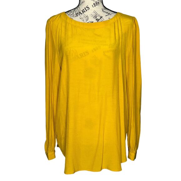 Loft LARGE Keyhole Back Round Neck Button Cuff Long Sleeve Round Hem Blouse - Picture 1 of 13